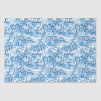 Papel De Seda Paisagem do Toile Azul Clássico