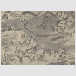 Papel de seda paisagem em sépia chinesa