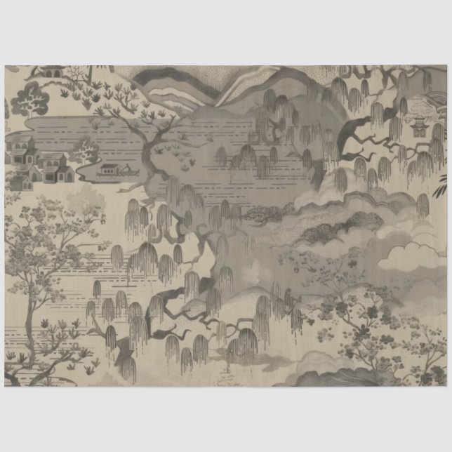 Papel de seda paisagem em sépia chinesa (Frente )