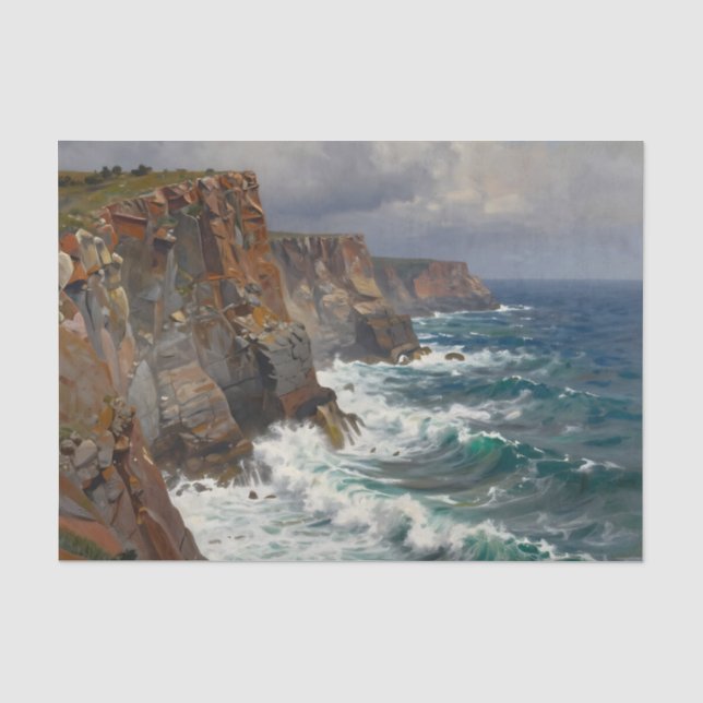 Papel De Seda Paisagem Marítima de Falésias Costeiras Dramáticas (Frente )