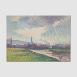 Papel De Seda Paisagem rural com rio (por Maximilien Luce)