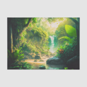 Papel De Seda Paisagem tropical do Paraíso Fantasia com Cascata
