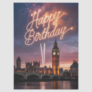 Papel De Seda Paisagem urbana de Londres com parabéns de anivers