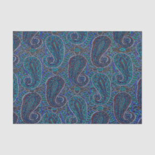 Papel De Seda Paisley Blue Indian Boho Art Pattern