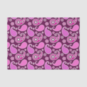Papel De Seda Paisley, cor-de-rosa fucsia, roxo e branco