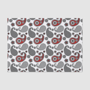 Papel De Seda Paisley pattern, Black, White e Red