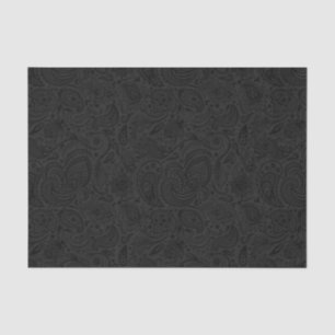 Papel De Seda Paisley Vintage Negro sobre fundo de Cinza