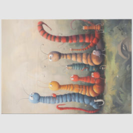 Papel De Seda Palavras de Cartoon Whimsical Decoupage Lagartas