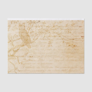 Papel De Seda Palavras De Escrevendo Da Árvore Coruja Vintage An