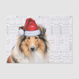 Papel De Seda Palavras de Natal e Feriado do Cachorro Collie de 