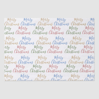 Papel De Seda Palavras de Padrão Coloridas do Feliz Natal