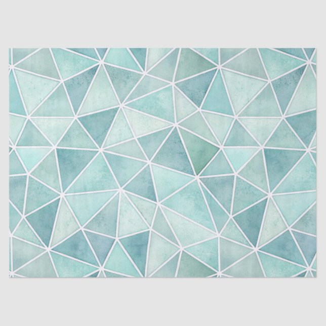 Papel De Seda Pale Aqua Geometric Mosaic – Polygon (Frente )