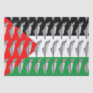 Papel De Seda Palestina - Bandeira e Mapa com Padrão Keffiyeg