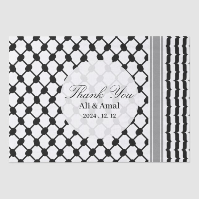 Papel De Seda Palestina Hatta Keffiyeh Obrigado Casamento (Frente )