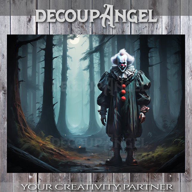 Papel De Seda Palhaço Assustador nas Sombras - Decoupage (Criador carregado)