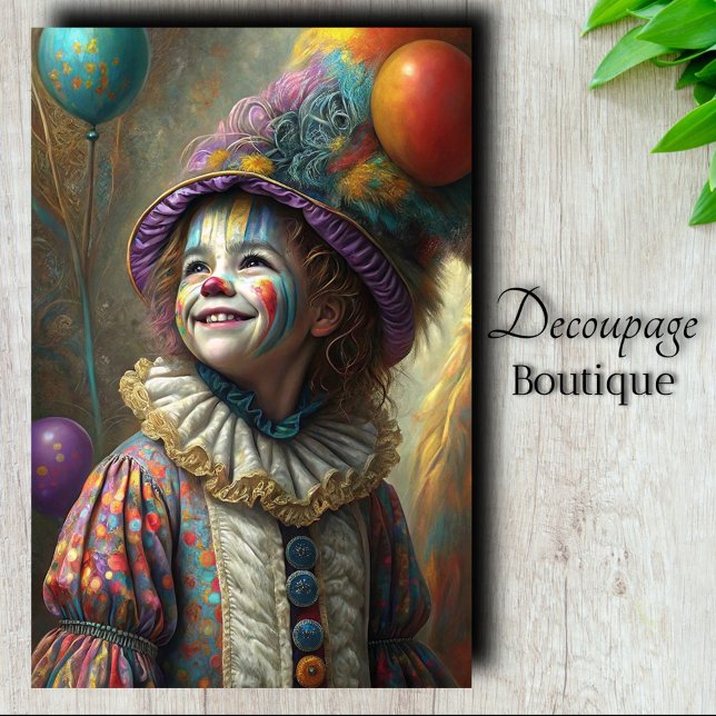 Papel De Seda Palhaço de Circo Infantil Decoupage (Child Circus Clown Decoupage Tissue Paper)