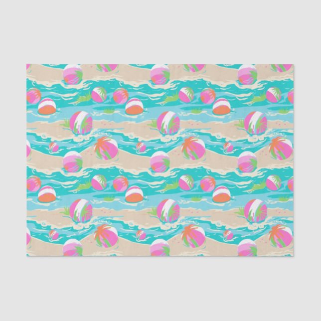 Papel De Seda Palm Beach Tropical Island Beach Balls (Frente )