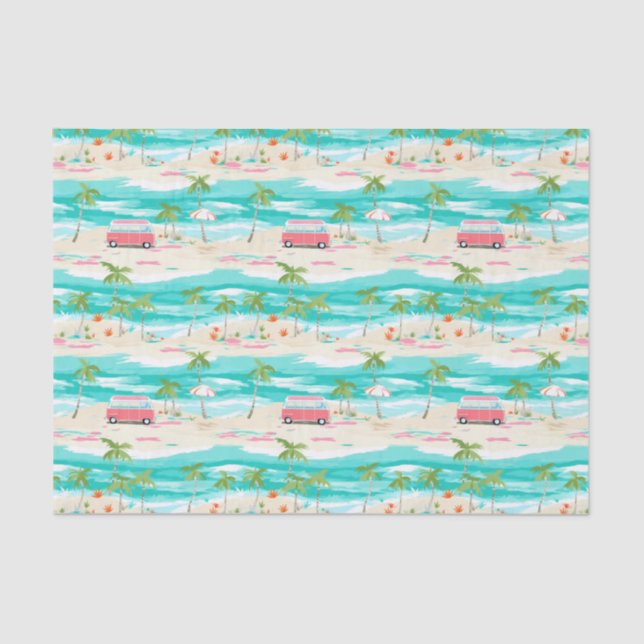 Papel De Seda Palm Beach Tropical Island Beach Surf Van (Frente )