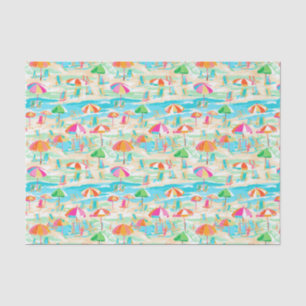 Papel De Seda Palm Beach Tropical Island Chairs e Umbrellas