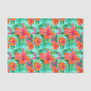 Papel De Seda Palm Beach Tropical Island Flowers