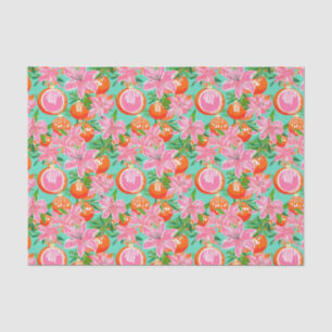 Papel De Seda Palm Beach Watercolor Orange Ornaing
