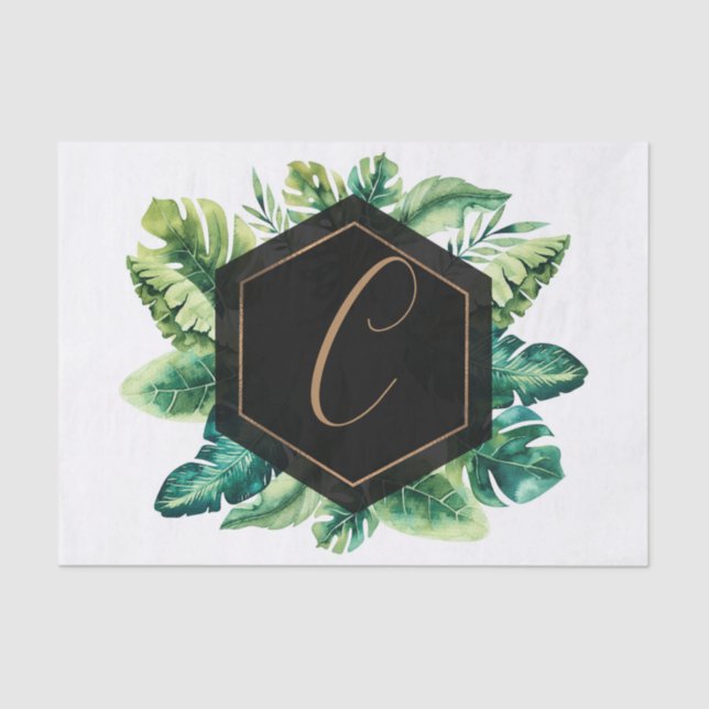 Papel De Seda Palm deixa Dourado e elegante verão tropical (Frente )