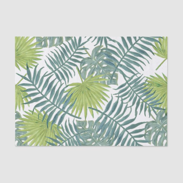 Papel De Seda Palm Tree Fronds Pintando Havaiano (Frente )