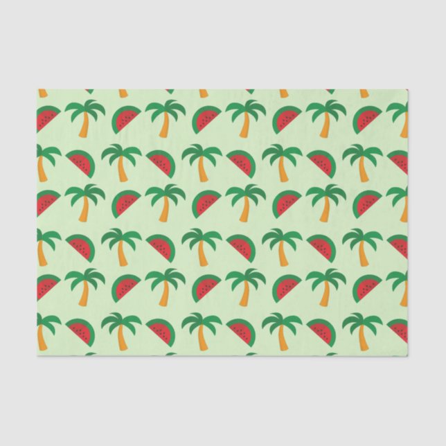 Papel De Seda Palm Trees and Watermelon Tropical Pattern (Frente )