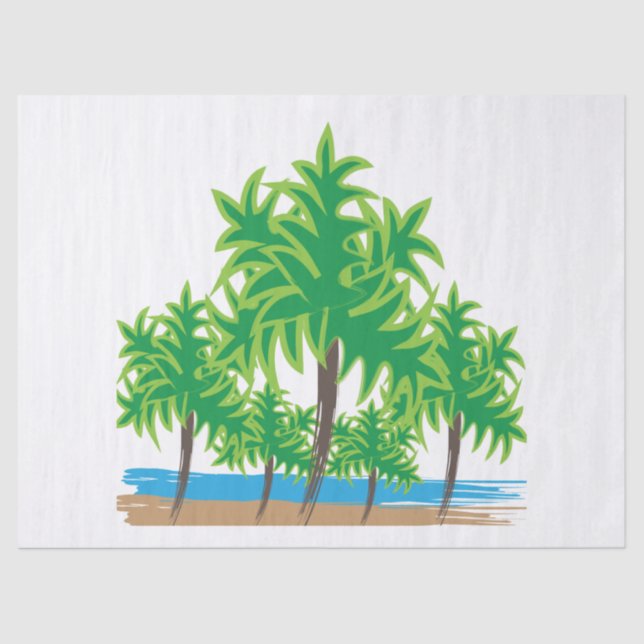 Papel De Seda Palm Trees Tropical Island Beach (Frente )