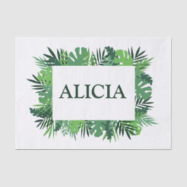 Papel De Seda Palma tropical deixa nome personalizado do quadro