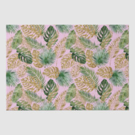 Papel De Seda Palma tropical moderna deixa Dourada monstera
