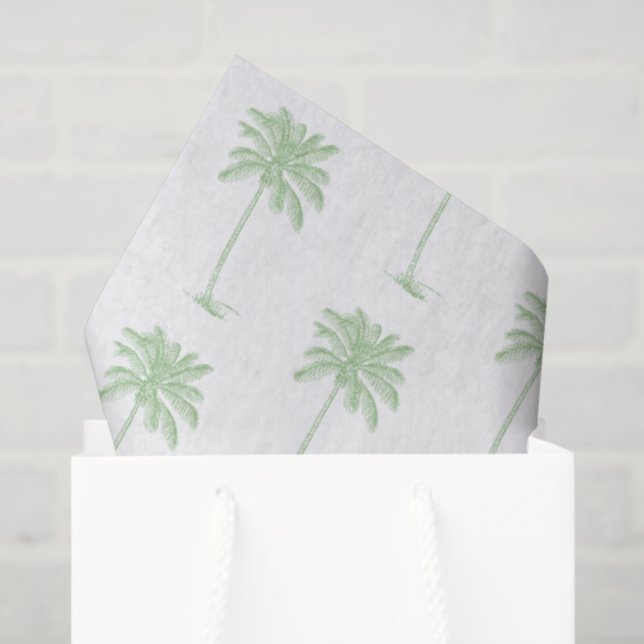 Papel De Seda Palmeira Palmeto Verde e Branco (Sacola de presentes)