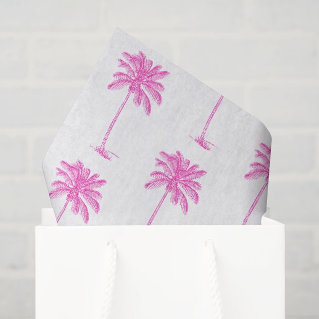 Papel De Seda Palmeira Palmetto Rosa e Branca (Sacola de presentes)