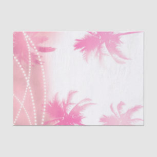 Papel De Seda Palmeiras Brancas Rosadas & Luzes Verão Tropical
