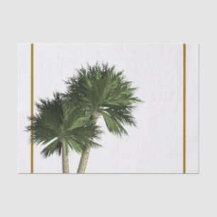 Papel De Seda Palmeiras & Ouro Elegante Verão Tropical