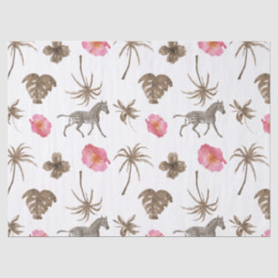 Papel De Seda Palmeiras-palmeiras tropicais, cor-de-rosa, de zeb