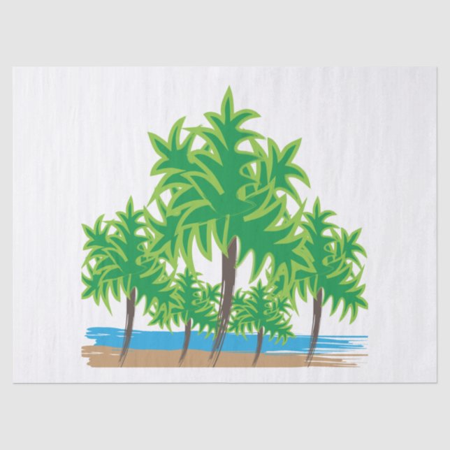 Papel De Seda Palmeiras Praia da Ilha Tropical (Frente )