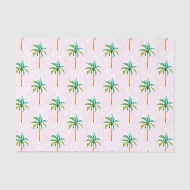 Papel De Seda Palmeiras Rosa (Design 73 Série Rosa) (Frente )