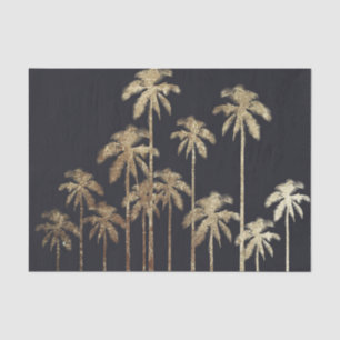 Papel De Seda Palmeiras tropicais Dourados glamoroso no preto