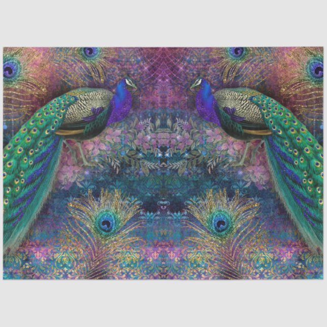 Papel De Seda Pancadas Elegantes Penas Cor-de-Rosa Cintilantes (Frente )