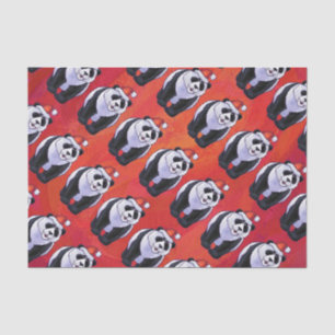 Papel De Seda Panda Bear Christmas on Red