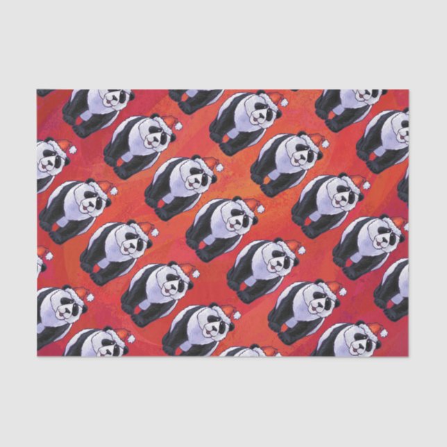 Papel De Seda Panda Bear Natal Em Vermelho (Frente )