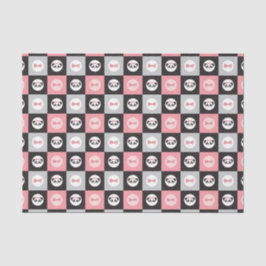 Papel De Seda Panda Bear Pink Heart Block