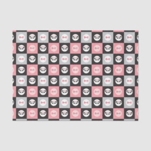 Papel De Seda Panda Bear Pink Heart Block