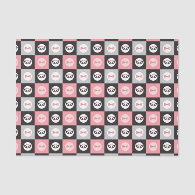 Papel De Seda Panda Bear Pink Heart Block (Frente )