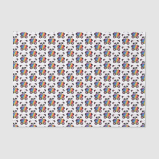 Papel De Seda Panda Cuta De Aquarela Com Coração Arco-Íris