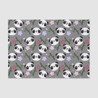 Papel De Seda Panda de Kawaii em cinzas