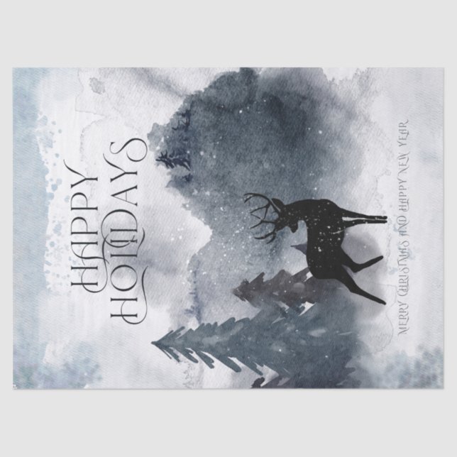 Papel De Seda Pano de inverno Aquarela (Frente )