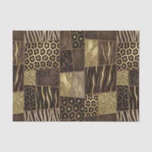 Papel De Seda Pano de Tecido Estampa Animal Africana Marrom e