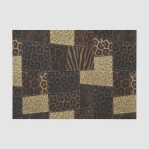 Papel De Seda Pano de Tecido Estampa Animal Africana Marrom e